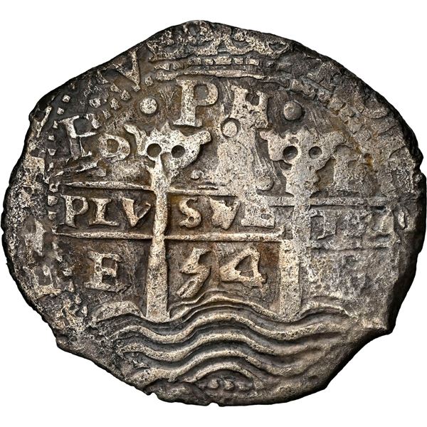 BOLIVIA, Potosí, cob 8 reales, 1654 E, •PH• at top, •8• above cr