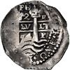 Image 1 : BOLIVIA, Potosí, cob 2 reales, 1654 E, PH at top, motto as PLV-SV-LT, rare, NGC XF details / cleaned