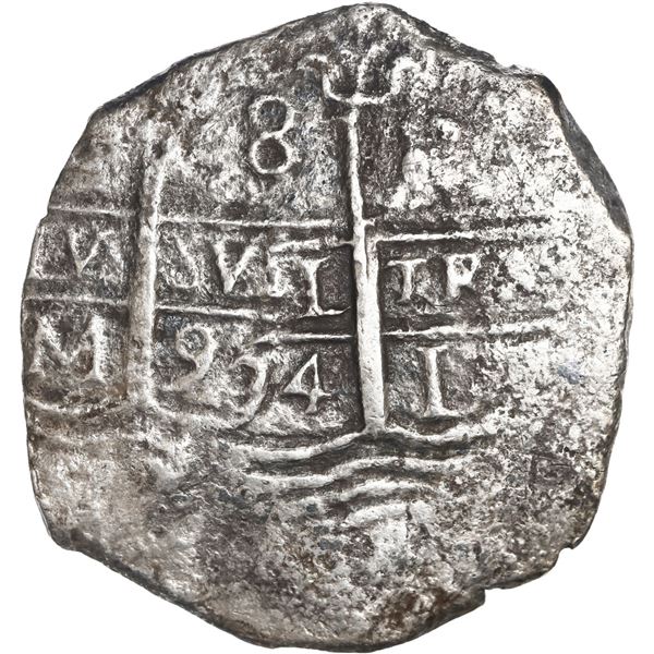PERU, Lima, cob 8 reales, 1694 M, ex-Mastalir.