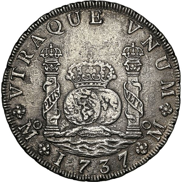MEXICO, Mexico City, pillar 8 reales, Philip V, 1737 MF, NGC AU details / sea salvaged (Shipwreck Bl
