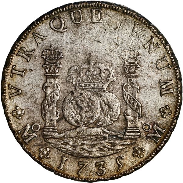 MEXICO, Mexico City, pillar 8 reales, Philip V, 1735 MF, ex-Brameld, ex-Lane.