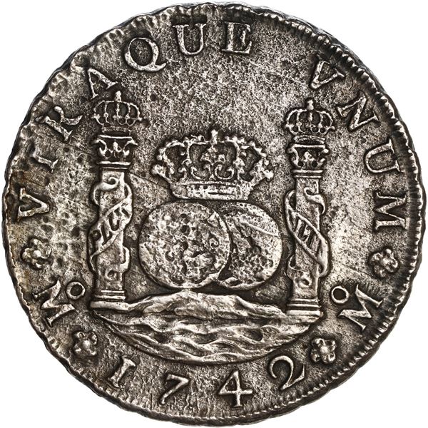 MEXICO, Mexico City, pillar 8 reales, Philip V, 1742 MF, ex-Sotheby, ex-Peterson.