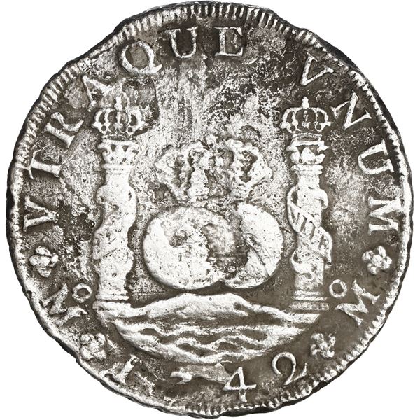 MEXICO, Mexico City, pillar 8 reales, Philip V, 1742 MF.