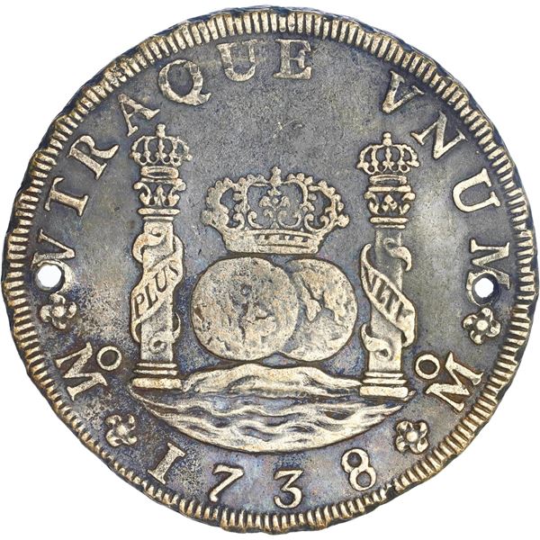 MEXICO, Mexico City, pillar 8 reales, Philip V, 1738 MF.