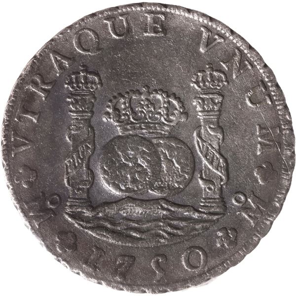 MEXICO, Mexico City, pillar 8 reales, Ferdinand VI, 1750 MF, ICCS EF-40 (Auguste: 1761 Shipwreck Lab