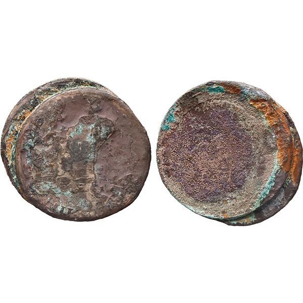 MEXICO, Mexico City, clump of two bust 8 reales, Charles III, date not visible assayer not visible, 