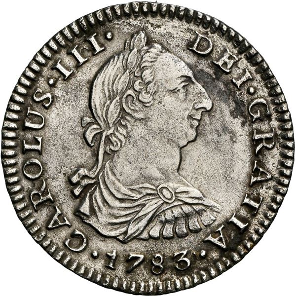 MEXICO, Mexico City, bust 1 real, Charles III, 1783 FF, NGC AU details / sea salvaged (El Cazador Sh