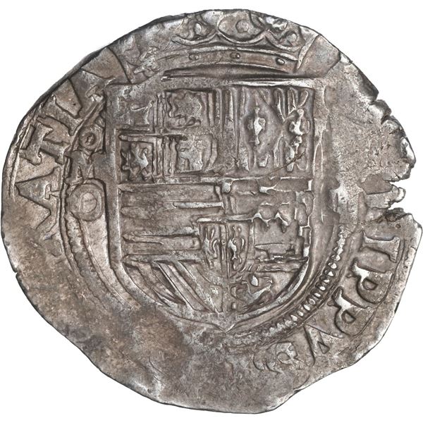 MEXICO, Mexico City, cob 4 reales, Philip II, assayer O below mintmark oM to left, ex-Hubbard.