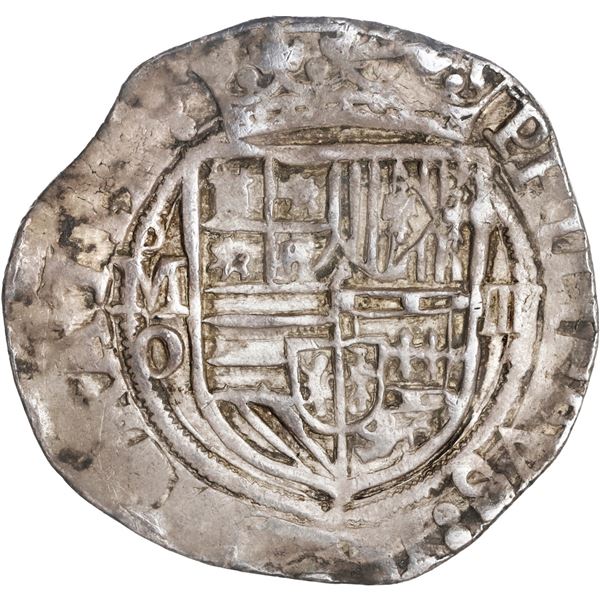 MEXICO, Mexico City, cob 4 reales, Philip II, assayer O below mintmark oM to left, ex-Hubbard.