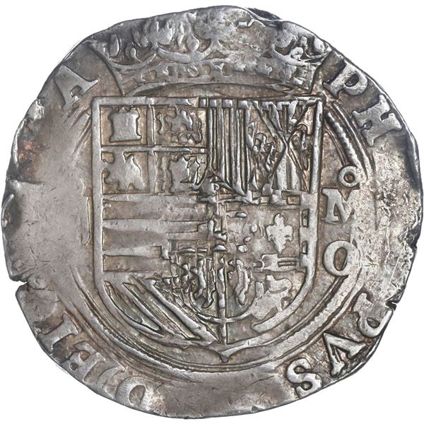 MEXICO, Mexico City, cob 4 reales, Philip II, assayer O below mintmark oM to right, ex-Hubbard.