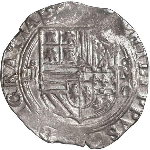 MEXICO, Mexico City, cob 4 reales, Philip II, assayer O below mintmark oM to right, ex-Hubbard.