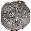 Image 2 : MEXICO, Mexico City, cob 1 real, Philip III, assayer F (pre-dated type), reverse struck from a ½-rea