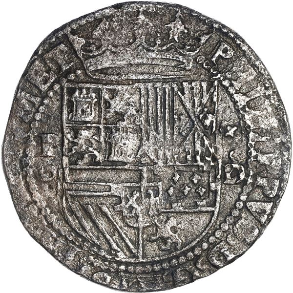 PERU, Lima, cob 8 reales, Philip II, assayer Diego de la Torre, P-8 to left, *-oD to right.