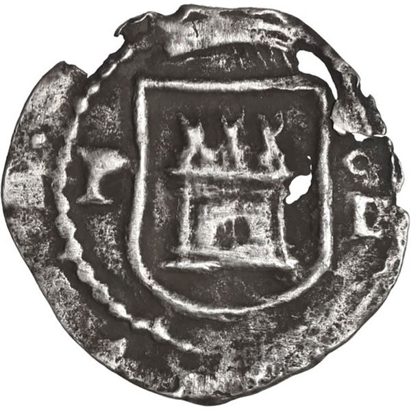 PERU, Lima, cob ¼ real, Philip II, assayer Diego de la Torre, P-oD flanking castle, *-P flanking lio