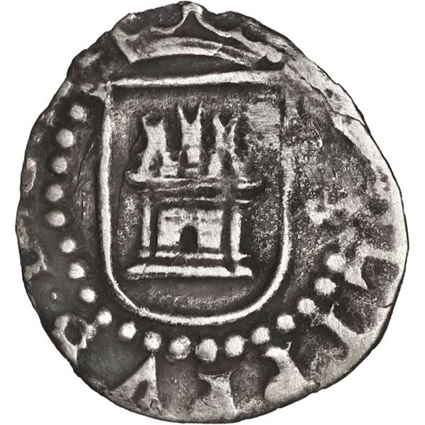 PERU, Lima, cob ¼ real, Philip II, assayer Diego de la Torre, * to right of castle, P-* flanking lio