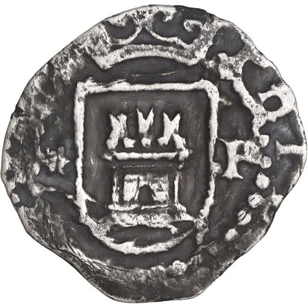 PERU, Lima, cob ¼ real, Philip II, assayer Diego de la Torre, *-P flanking castle.