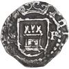 Image 1 : PERU, Lima, cob ¼ real, Philip II, assayer Diego de la Torre, *-P flanking castle.