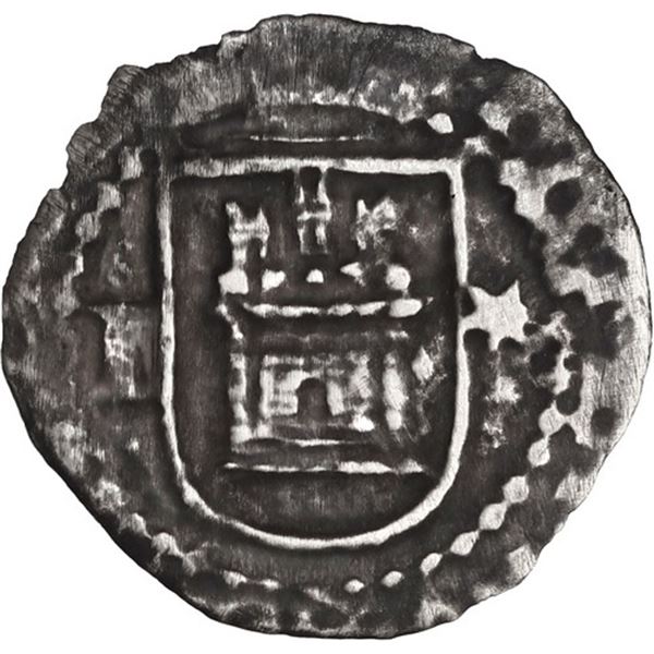 PERU, Lima, cob ¼ real, Philip II, assayer I to left, * to right of castle, rare.