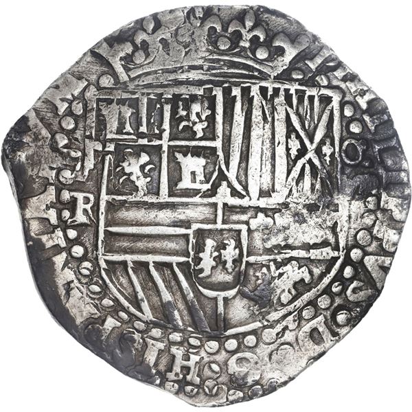 BOLIVIA, Potosí, cob 8 reales, Philip II, assayer RL.