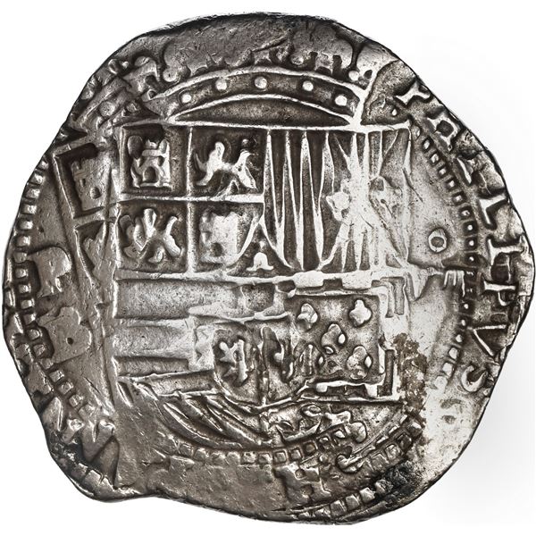 BOLIVIA, Potosí, cob 8 reales, Philip II, assayer B (5th period, early style).