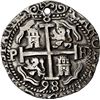 Image 2 : BOLIVIA, Potosí, cob 8 reales Royal (galano), 1698 F, rare, NGC AU details / holed, cleaned.