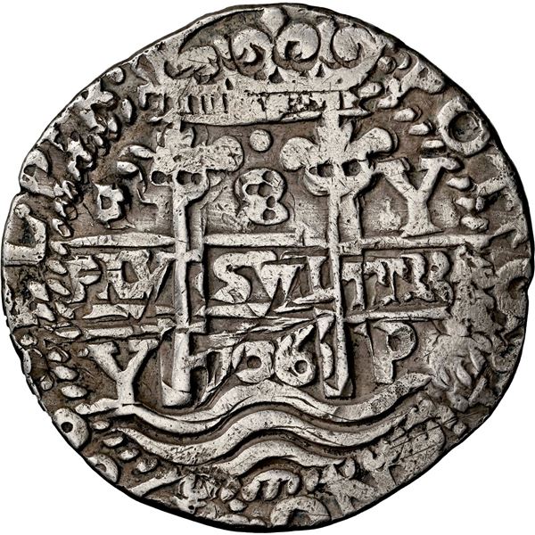 BOLIVIA, Potosí, cob 8 reales Royal (galano), 1706 Y, rare, NGC XF details / plugged, cleaned.
