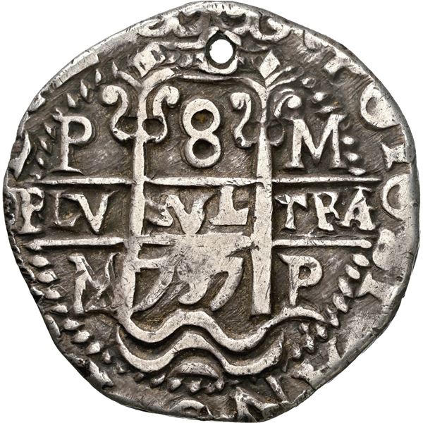 BOLIVIA, Potosí, cob 8 reales Royal (galano), 1737 M/E, rare, NGC XF details / holed.