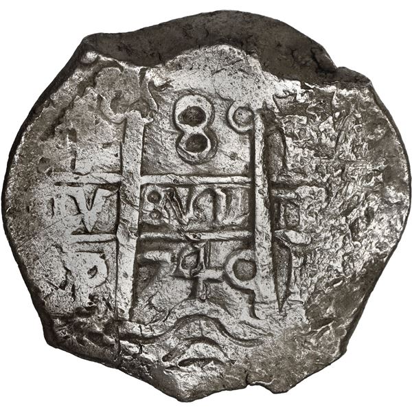 BOLIVIA, Potosí, cob 8 reales, 1740 P, rare.