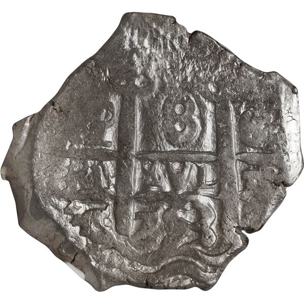 BOLIVIA, Potosí, cob 8 reales, 1753 C, NGC AU / excavation recovery.
