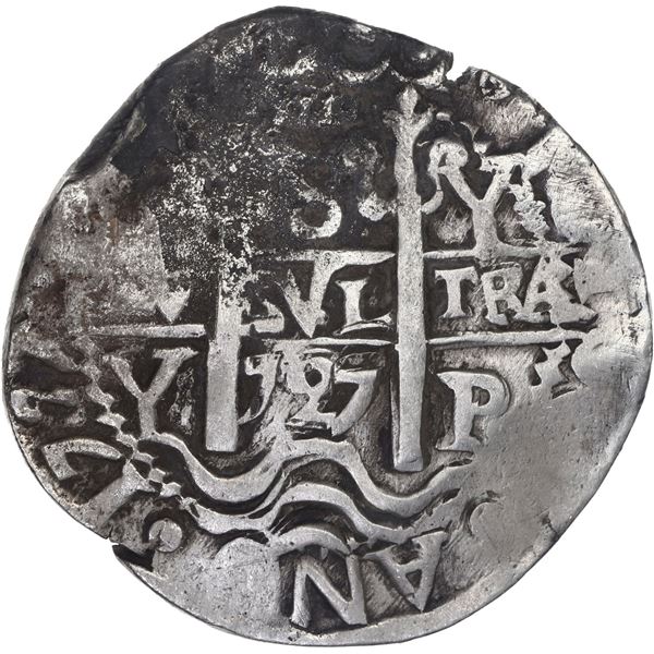 BOLIVIA, Potosí, cob 8 reales, 1727 Y, Louis I, rare, ex-Calbetó (Plate).