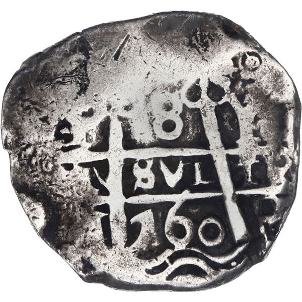 BOLIVIA, Potosí, cob 8 reales, 1760 Y-q-V, rare, ex-Calbetó (Plate).