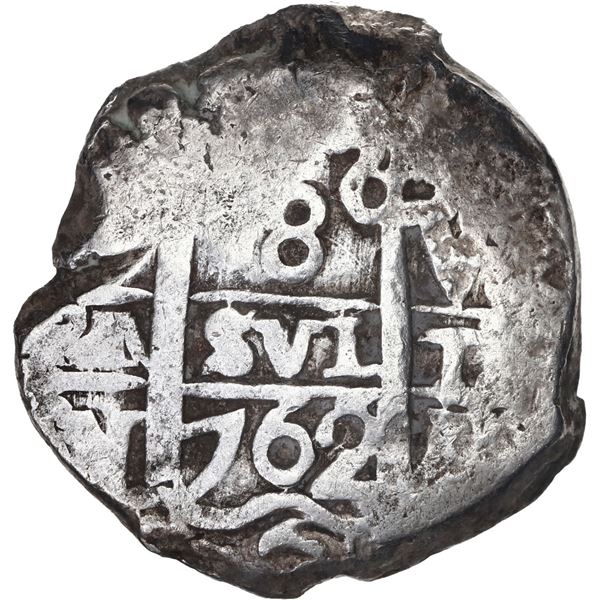 BOLIVIA, Potosí, cob 8 reales, 1762 V-Y, ex-Calbetó (Plate).