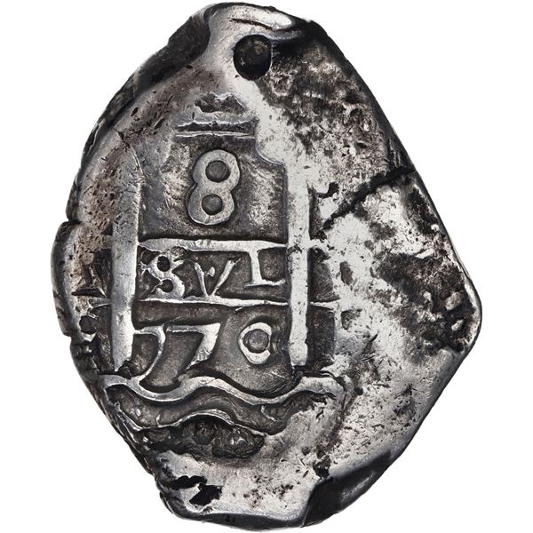 BOLIVIA, Potosí, cob 8 reales, 1770 (V), P at bottom left, rare, ex-Calbetó (Plate).
