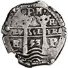 Image 1 : BOLIVIA, Potosí, cob 4 reales, 1653 E, •PH• at top, •pomegranate[x=#8226/