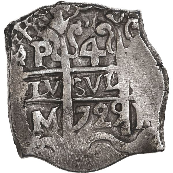 BOLIVIA, Potosí, cob 4 reales, 1729 M, rare, ex-Ponte.