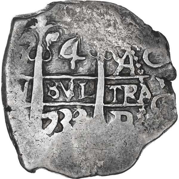 BOLIVIA, Potosí, cob 4 reales, 1733/2 YA, very rare, ex-Ponte.