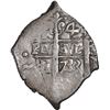 Image 1 : BOLIVIA, Potosí, cob 4 reales, 1733 E, retrograde E to right of cross, very rare, ex-Ponte.