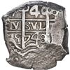 Image 1 : BOLIVIA, Potosí, cob 4 reales, 1748 q, ex-Ponte.