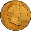 Image 1 : BOLIVIA, Potosí, gold bust 8 escudos, Ferdinand VII, 1822 PJ, NGC VF details / obv repaired, ex-Alme