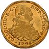 Image 1 : BOLIVIA, Potosí, gold bust 4 escudos, Charles IV, 1798 PP, rare, NGC AU details / obv scratched, fin