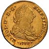Image 1 : BOLIVIA, Potosí, gold bust 2 escudos, Charles IV transitional (bust of Charles III, ordinal IV), 178