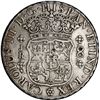 Image 2 : BOLIVIA, Potosí, pillar 8 reales, Charles III, 1767 JR, hooked 6, six-petaled rosette below shield, 