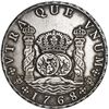 Image 1 : BOLIVIA, Potosí, pillar 8 reales, Charles III, 1768 JR, hooked 6, six-petaled rosette below shield, 