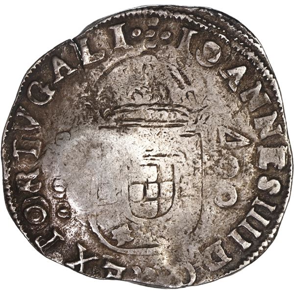 BRAZIL, 500 reis, Afonso VI, crowned-500 countermark (1663) on a Lisbon, Portugal, cruzado (400 reis