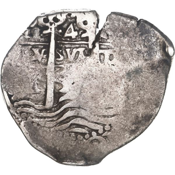 BRAZIL, 300 reis, Afonso VI, crowned-300 countermark with retrograde 3 (1663) on a Potosí, Bolivia, 