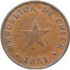 Image 1 : CHILE, struck in Birmingham, copper ½ centavo, 1851, high date between small stars, dots on reverse,