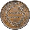 Image 2 : CHILE, struck in Birmingham, copper ½ centavo, 1851, high date between small stars, dots on reverse,