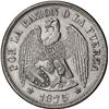 Image 1 : CHILE, Santiago, "condor" peso, 1875, M on ground, NGC AU 55 (Colección Val y Mexía Label).