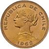 Image 1 : CHILE, Santiago, gold 100 pesos (10 condores), 1962, NGC MS 65.