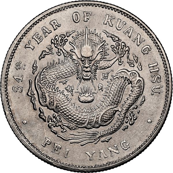 CHINA, Chihli, Pei Yang Arsenal, 7 mace 2 candareens (dollar), Kuang-hsü, 34th Year of Kuang-hsü (19